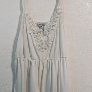 Ivory Beaded Lace Tank Dress